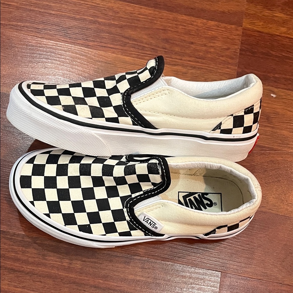 Vans Kids Checkered Slip-On Sneakers - Black and Cream